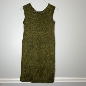 Vintage Hand Knit Sheath Tank Dress Green Black